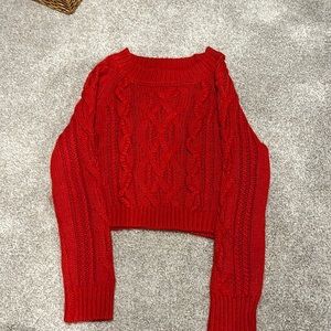 Red Knitted Sweater Cropped WM S